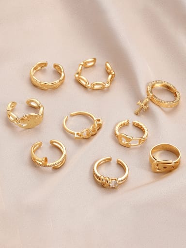 Brass Natural Stone Irregular Vintage Band Ring