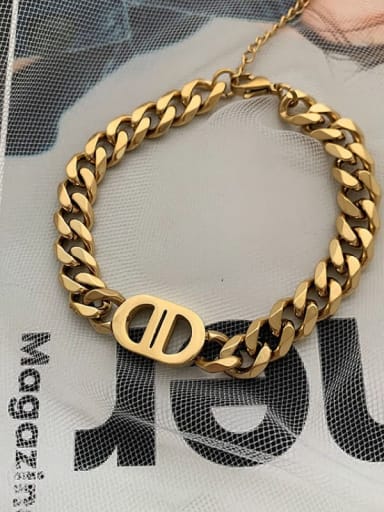 T196 Double D Bracelet Gold Titanium Steel Trend Letter Bracelet and Necklace Set