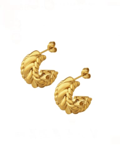 F064 Gold Earrings Titanium Steel Geometric Vintage Stud Earring
