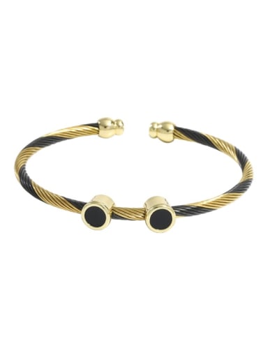 1. Gold + black (two perforated ) Stainless steel Enamel Geometric Vintage Cuff Bangle