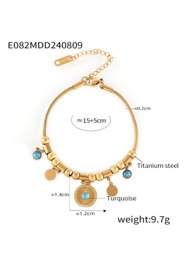 TXE082 Gold Bracelet Titanium Steel Turquoise Vintage Geometric Bracelet and Necklace Set