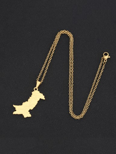 golden Stainless steel Medallion Hip Hop Map of Pakistan Pendant Necklace