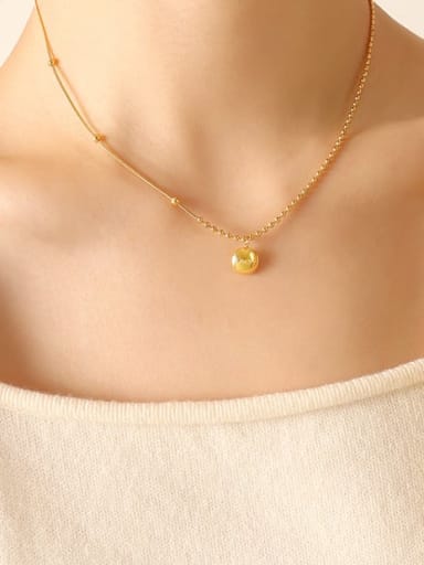 P591 gold necklace 40+ 5cm Titanium Steel Round Minimalist Necklace