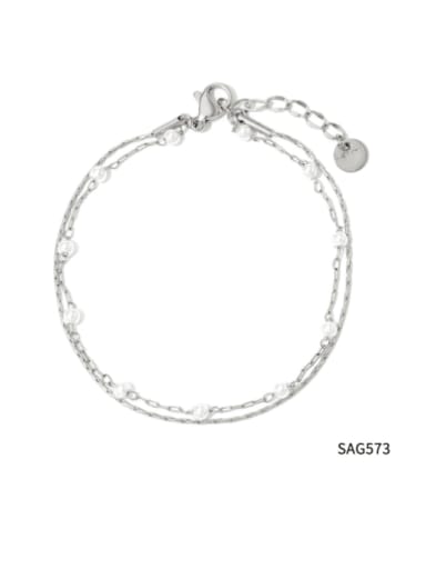 SAG573 steel color Stainless steel Hollow Chain Minimalist Link Bracelet