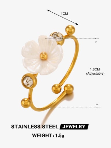 Style 3 Stainless steel Shell Flower Trend Band Ring