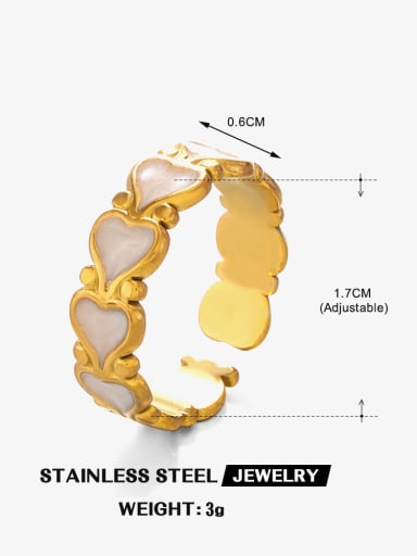 Golden Love Ring White Stainless steel Enamel Heart Trend Band Ring