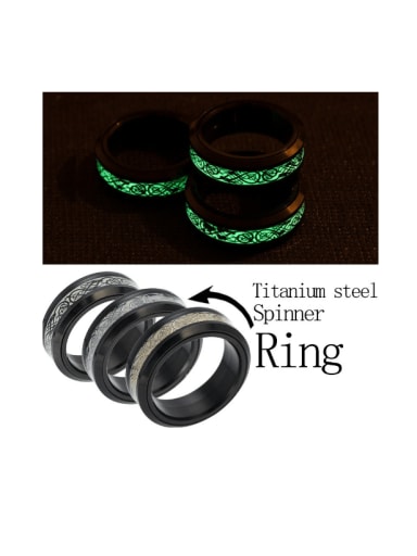 Titanium Steel Dragon Hip Hop Men's Turning Luminous Dragon Pattern Ring