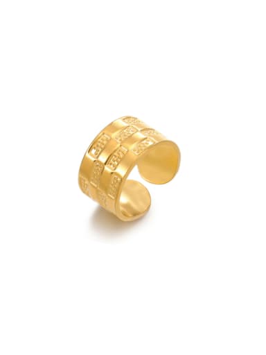Gold Wide Face Ring Stainless steel Geometric Hip Hop Band Ring