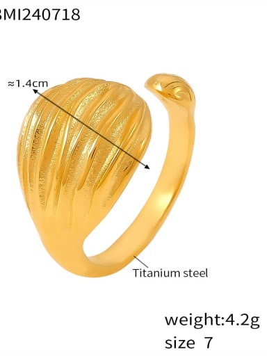 A878 Golden Ring Titanium Steel Geometric Trend Band Ring