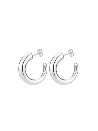 Steel color 35mm pair Stainless steel Geometric Minimalist Hoop Earring