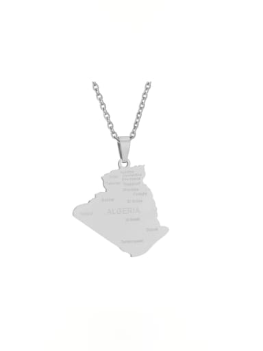 Stainless steel Medallion Hip Hop Algerian Cities and Map Pendant Necklace