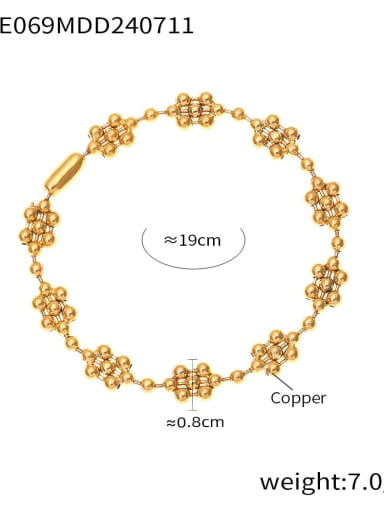 TXE069 single bead gold bracelet Trend Flower Brass Bracelet and Necklace Set