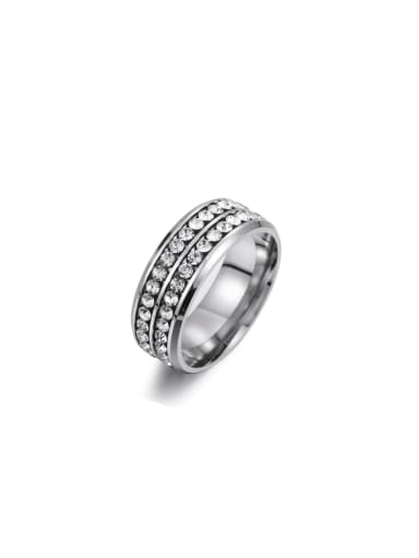 Stainless steel Enamel Rhinestone Geometric Minimalist Band Ring