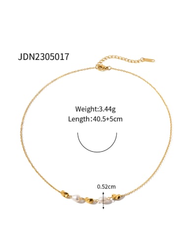 JDN2305017 Stainless steel Imitation Pearl Hip Hop Geometric  Bracelet and Necklace Set