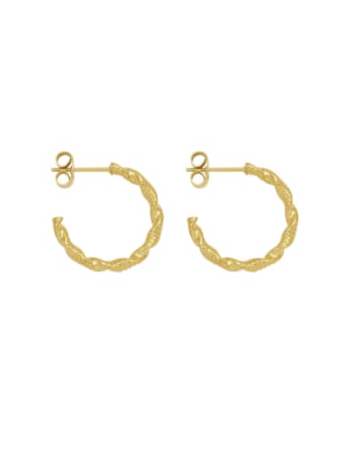 Gold pleated Earrings Titanium Steel C Type Pleated Minimalist Stud Earring