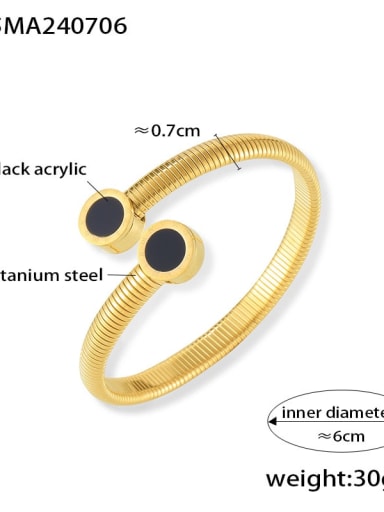 Z345 Gold Black Titanium Steel Shell Geometric Trend Cuff Bangle