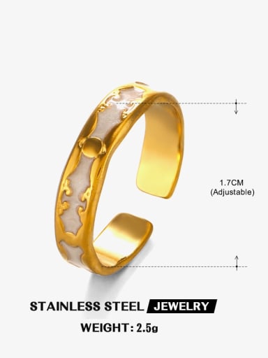 Golden ring white Stainless steel Enamel Geometric Trend Band Ring