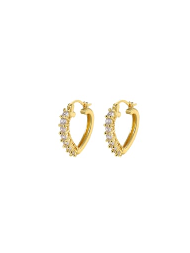 Brass Cubic Zirconia Heart Luxury Stud Earring