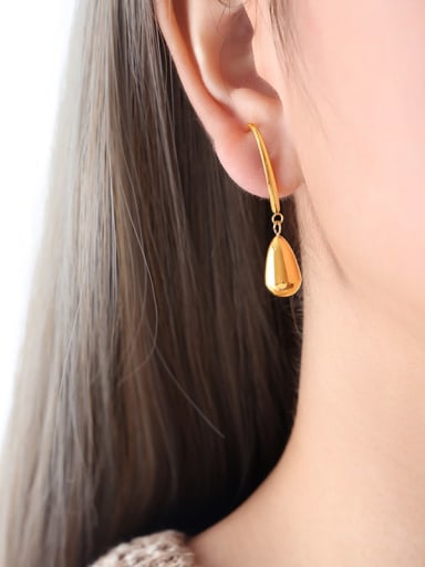 F869 Gold Earrings Titanium Steel Water Drop Trend Drop Earring