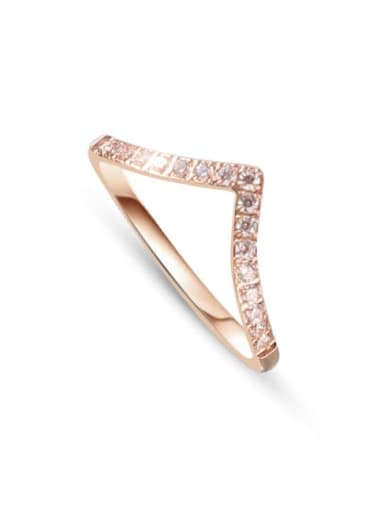 A136 rose gold Titanium 316L Stainless Steel Rhinestone Geometric Minimalist Band Ring with e-coated waterproof