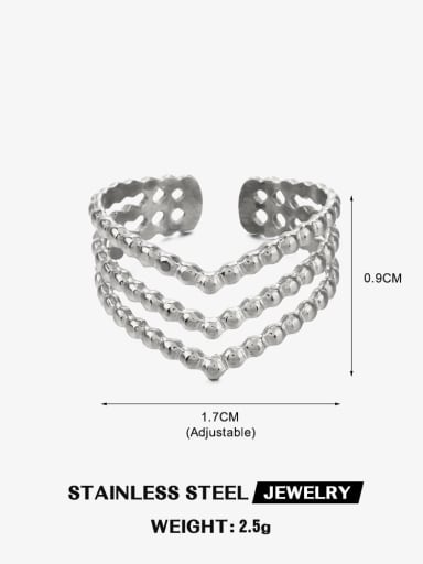Stainless steel Letter V Shape Hip Hop Stackable Ring