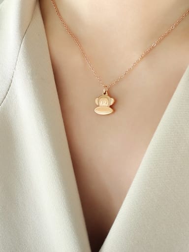 Rose gold necklace 40 +5cm Titanium Steel Monkey Cute Necklace