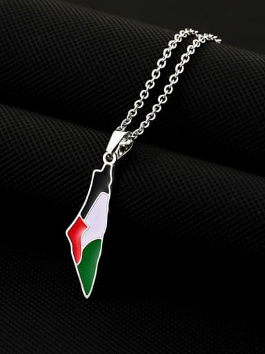 Steel color A Titanium Steel Enamel Medallion Ethnic Israel and Palestine titanium steel pendants Necklace