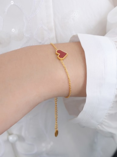 E477 Gold Red Acrylic Bracelet 15+ 5cm Titanium Steel Acrylic Minimalist Heart Earring Bracelet and Necklace Set