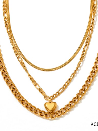 KCD240 Gold Stainless steel Heart Trend Multi Strand Necklace