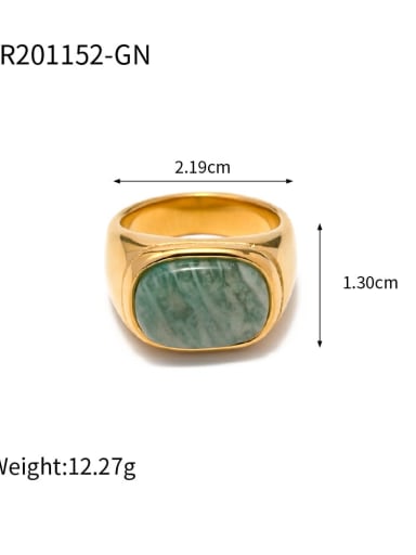 Stainless steel Natural Stone Geometric Vintage Band Ring