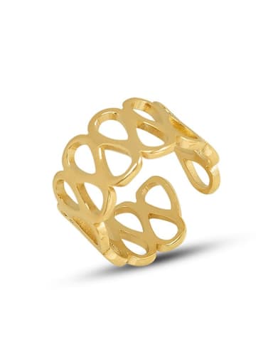 A264 gold hollow open ring Titanium Steel Geometric Minimalist Band Ring
