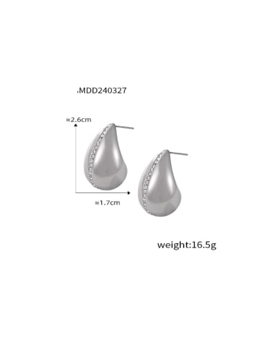 F1328 Steel Earrings Titanium Steel Rhinestone Water Drop Hip Hop Stud Earring