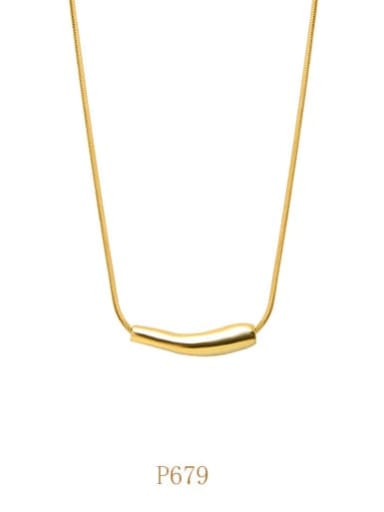 Gold necklace B p679 Titanium 316L Stainless Steel Geometric Minimalist Necklace with e-coated waterproof