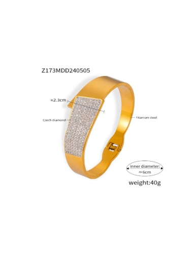 Z173 Gold Bracelet Titanium Steel Cubic Zirconia Irregular Hip Hop Band Bangle