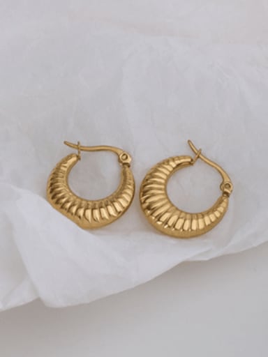 F478 gold ox horn Earrings Titanium 316L Stainless Steel Hollow Geometric Vintage Huggie Earring with e-coated waterproof