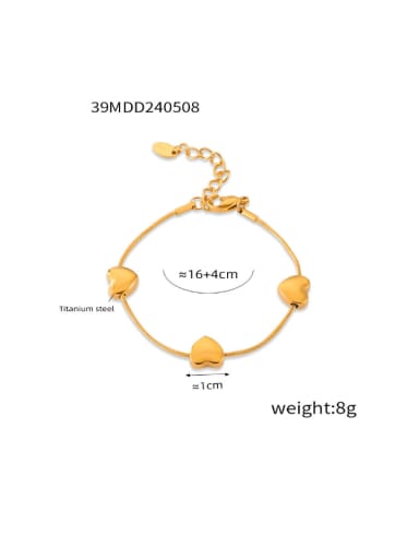 TXE039 Gold Bracelet Titanium Steel Minimalist Heart  Bracelet and Necklace Set