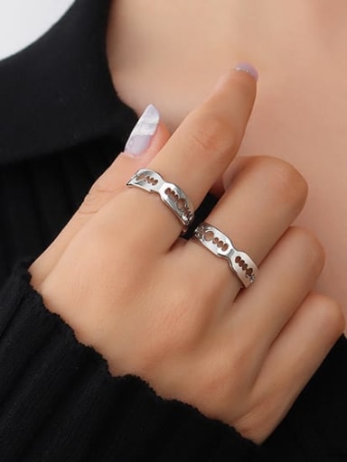 Steel unique ring Titanium Steel Geometric Minimalist Band Ring