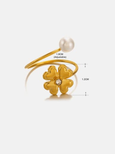 Love Ring Gold Stainless steel Flower Minimalist Band Ring