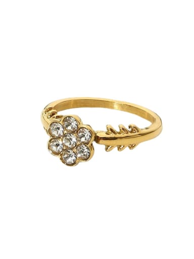 Stainless steel Cubic Zirconia Flower Dainty Band Ring