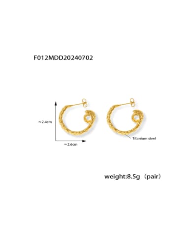 F012 Golden Earrings Titanium Steel Geometric Hip Hop Stud Earring
