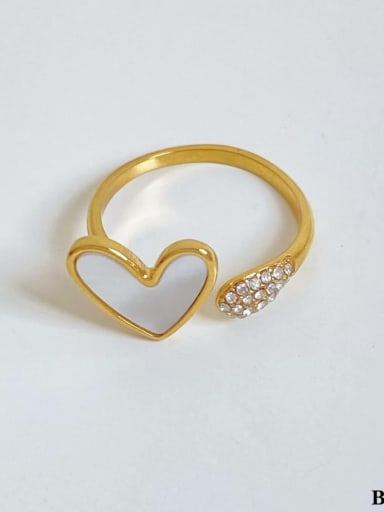 Gold Love Ring B418 Stainless steel Cubic Zirconia Geometric Trend Band Ring