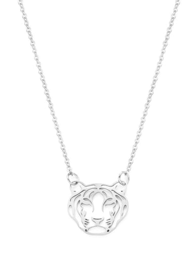 Titanium Steel  Minimalist Hollow Tiger Pendant Necklace
