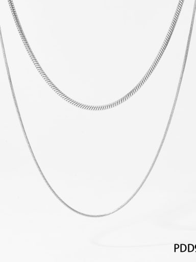 Silver PDD928 Stainless steel Double Layer Chain Minimalist Necklace