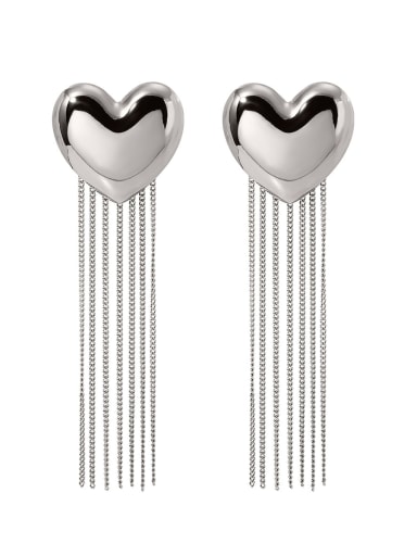 Stainless steel Heart Tassel Hip Hop Threader Earring