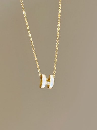 PL015 Opal H O-Chain Gold Titanium Steel Letter Dainty Necklace