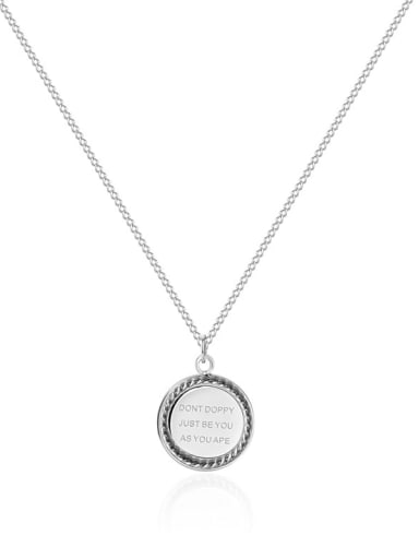 Titanium Steel Letter Minimalist Round Pendant  Necklace