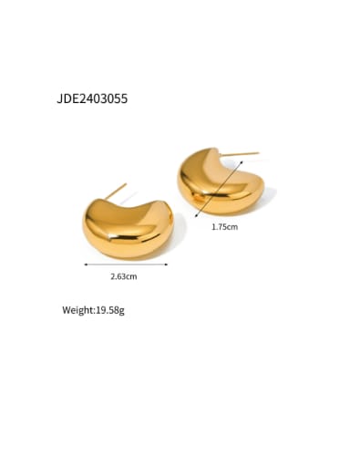 JDE2403055 gold Stainless steel Geometric Hip Hop Stud Earring