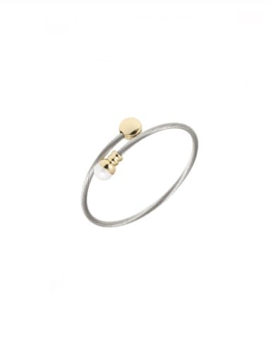 White Gold Pill Pearl Bracelet Stainless steel Hip Hop C Shape Ring Earring And Bracelet Set
