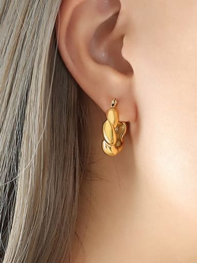 F674 Gold Earrings Titanium Steel Geometric Vintage Hoop Earring