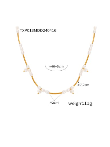 TXP013 Gold Necklace Brass Imitation Pearl Minimalist Irregular Bracelet and Necklace Set
